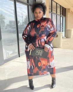 爱维恩 New In Elegant Print Multicolor Dress