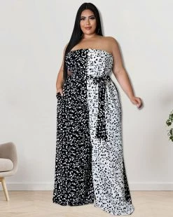 Divanewlook BLACK AND WHITE STITCHED JUMPSUIT New In