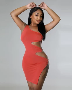 乐萱 Natural Irregularity Mini Dress New In