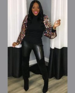 Divanewlook New In Sequin Sleeves Top 4 Divanewlook New In Sequin Sleeves Top