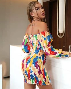 西永 Color Mix Mini Dress