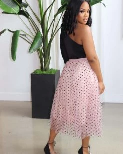 金爱萱 Polka Dot Casual Mesh Skirt New In