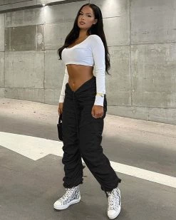 Caku New In V Cut Drawstring Pants