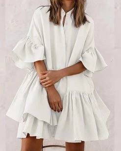 依品行 New In Solid Color Loose Short Dress