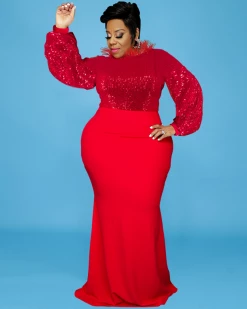 达梦 Runway Sequin Gown Dress