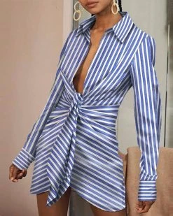 Divanewlook Take Me Places Striped Mini Dress