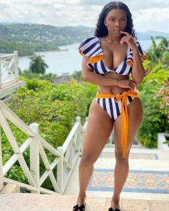 诚远 Ruffle Stripe Swimsuit