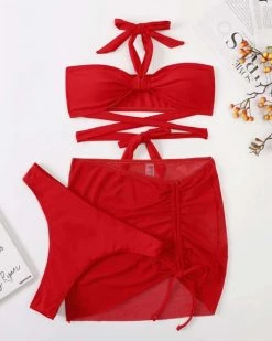 Cmb Albaki 3pack Criss Cross Drawstring Bikini Swimsuit New In