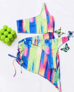 Divanewlook TWO PIECE Rainbow PRINT SWIMSUIT New In