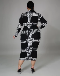 快乐王国 Speak Greek Key Dress