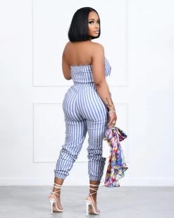 众思创 New In Sweetly Striped Jumpsuit