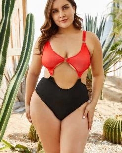 萝蔓特 Hollowed Out Sexy One Piece Swimsuit New In