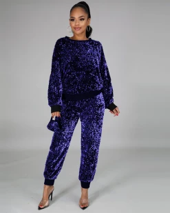 纯雅 Rainbow Sequin Jogger Set Sale