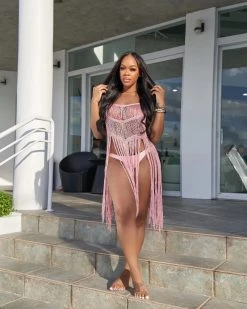 Divanewlook New In Fun In Fringe Metallic Dress