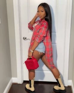 Divanewlook New In Oversized Flannel Top