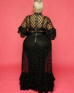 Divanewlook Sheer Polka Dot Dress