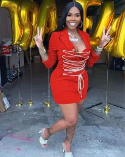 美衣派 Lace-up Suit Jacket Dress New In