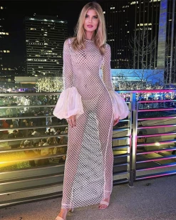 COKU Sexy White Mesh Maxi Dress New In