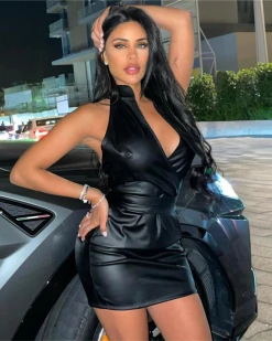 COKU My Charm Black Leather Dress