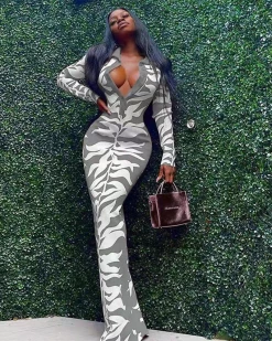 廉惠 Single Row Buttons Printed Dress New In