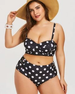 海之营 Vintage Polka Dot Print Swimsuit