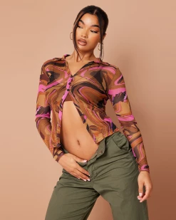 Divanewlook Abstract Printed Shirt Top