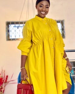 米莱 Pleated Loose Oversized Shirt Dress New In