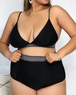 神采 New In Black High Waist Oversized Swimsuit