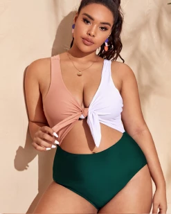Divanewlook Two Piece Color Block Bathing Suit