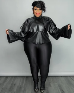 爱维恩 Tiered Vegan Leather Top New In