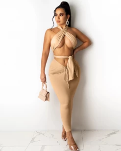 Divanewlook EYES KILLER Backless Dress