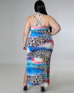 鸣达 Rainbow Leopard Print Dress New In