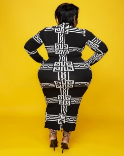 快乐王国 Speak Greek Key Dress