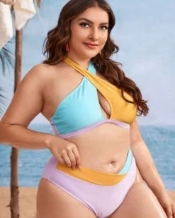 凯乐 New In Color Blocking Cross Strap Swimsuit