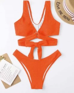 晨晨 Ring Linked Lace Up Bikini Swimsuit New In