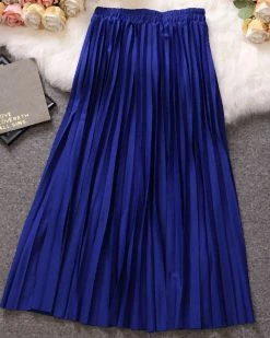 驰之远 New In Elastic Waist Pleated Midi Skirt