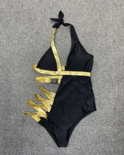 鑫制 New In Golden Stripes Swimsuit