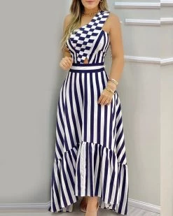 Divanewlook CHECKERBOARD STRIPE DRESS