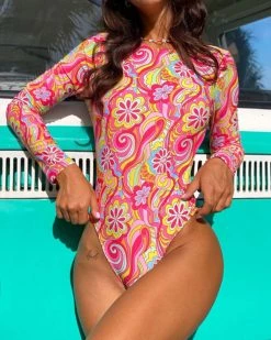 辉驰 New In Bikinx Tied Backless Floral One-Piece Swimsuit