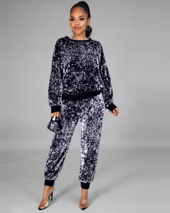 纯雅 Rainbow Sequin Jogger Set Sale