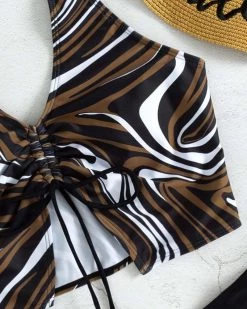 芯蕊 New In Graphic Drawstring Front Halter Bikini Swimsuit