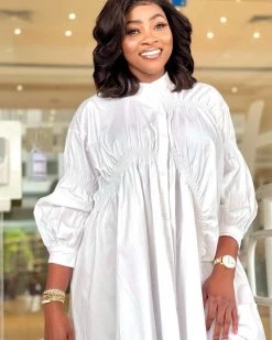 米莱 Pleated Loose Oversized Shirt Dress New In