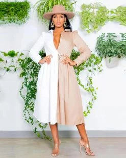 Divanewlook The Dual Vibes Two Toned Midi Dress