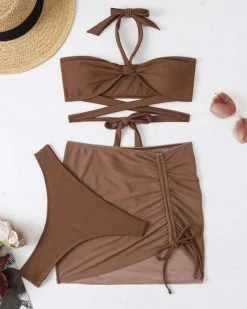 Cmb Albaki 3pack Criss Cross Drawstring Bikini Swimsuit New In