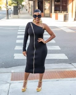 Divanewlook New In Zip It Up Midi Dress