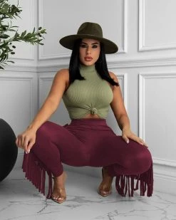 Divanewlook Sale BRIANA FRINGED LEGGINGS