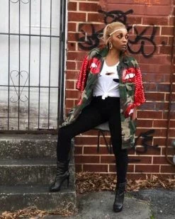 Divanewlook Camo Red Lip Jacket