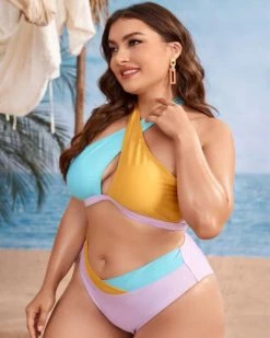 凯乐 New In Color Blocking Cross Strap Swimsuit