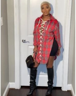 Divanewlook New In Oversized Flannel Top