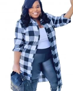 曼奇兴 New In Plaid Oversized Shirt Dress